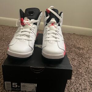 Jordan 6 Retro Kids Sneakers - White, Black, and Red
